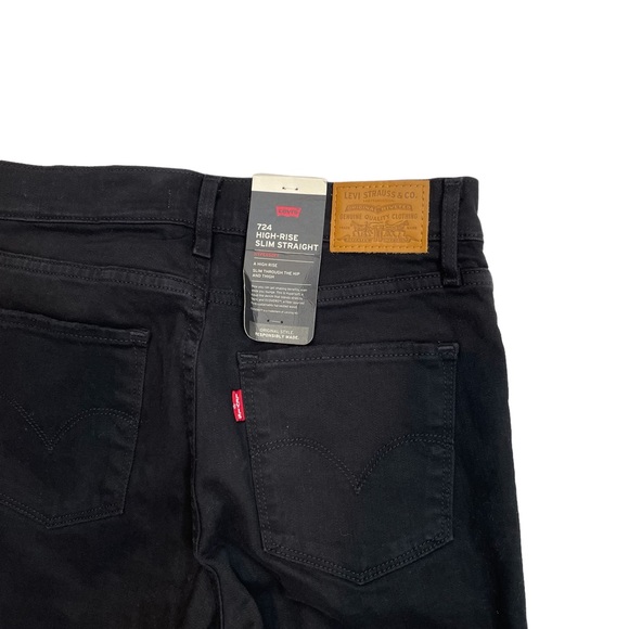 Levi's Premium 724 Distressed High Rise Straight Jeans Black Size 28x32 - Picture 8 of 8